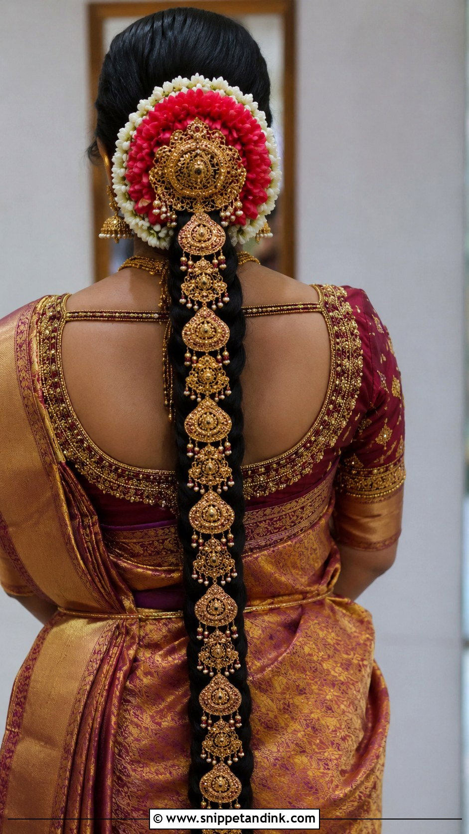 Traditional Jada Braid With Jadanagam - Snippet and Ink - 25 Kerala Wedding Hairstyle Ideas