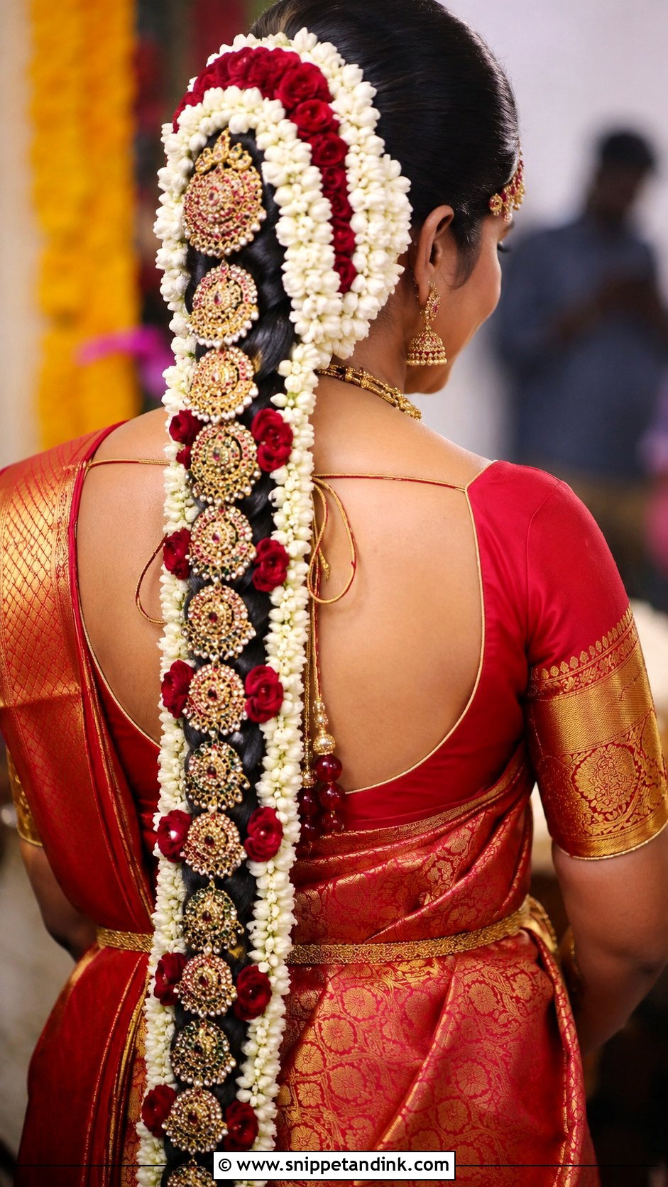 Traditional Jadai Braid With Flowers - Snippet and Ink - 25 Tamil Bride Hairstyle Ideas