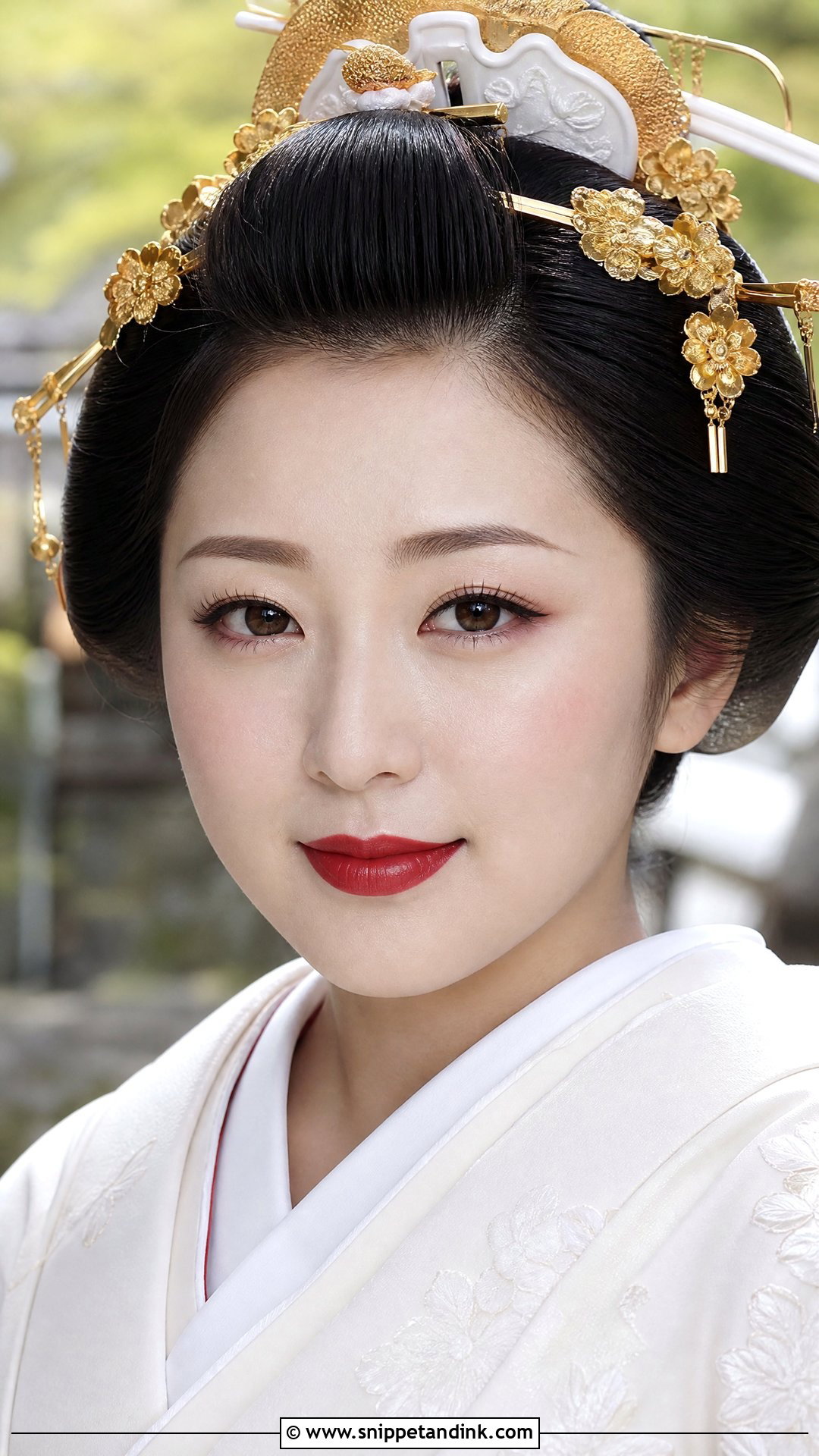 Traditional Japanese Wedding Makeup With Red Lip - Snippet and Ink - 20 Japanese Wedding Makeup Ideas