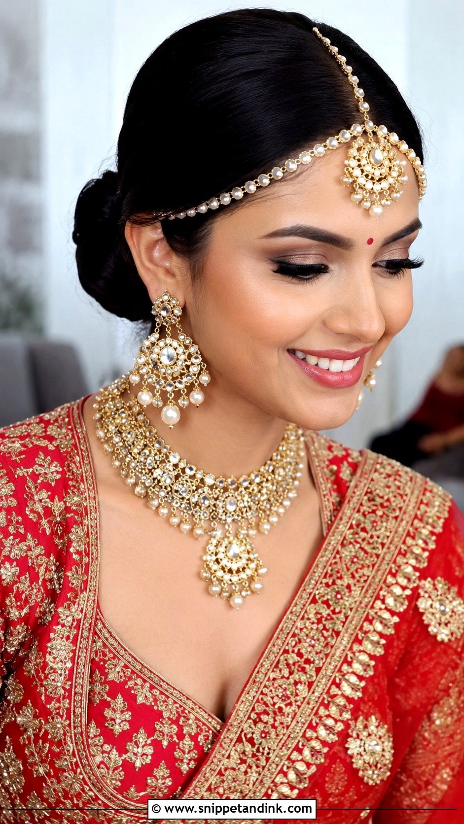 Traditional Maang Tikka Bun - Snippet and Ink - 35 Indian Wedding Bridal Hairstyle Ideas