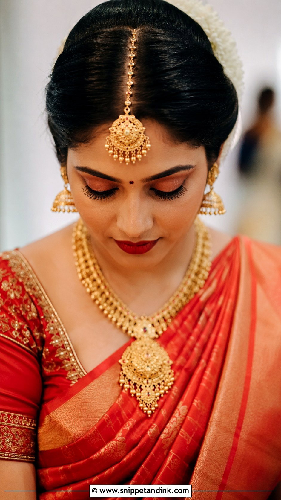 Traditional Maang Tikka Bun - Snippet and Ink - 25 Hair Styles for Indian Wedding