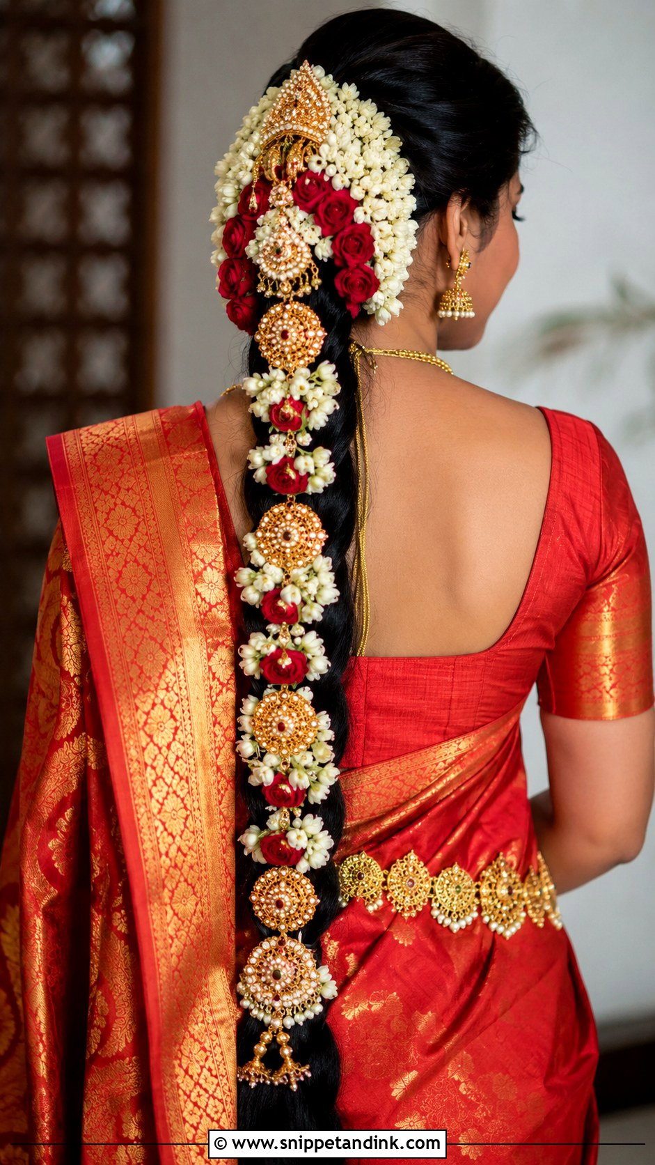 Traditional Poola Jada Braid With Fresh Flowers - Snippet and Ink - 20 South Indian Bridal Wedding Hairstyles