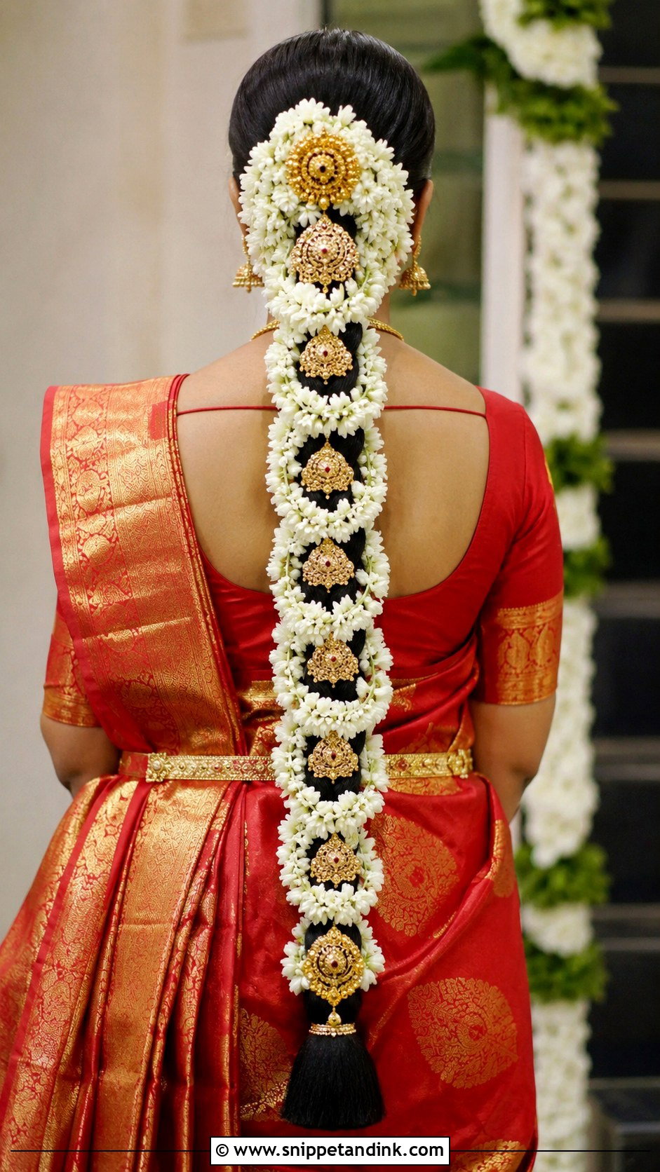 Traditional Poola Jada Braid - Snippet and Ink - 25 South Indian Bride Engagement Hairstyle Ideas