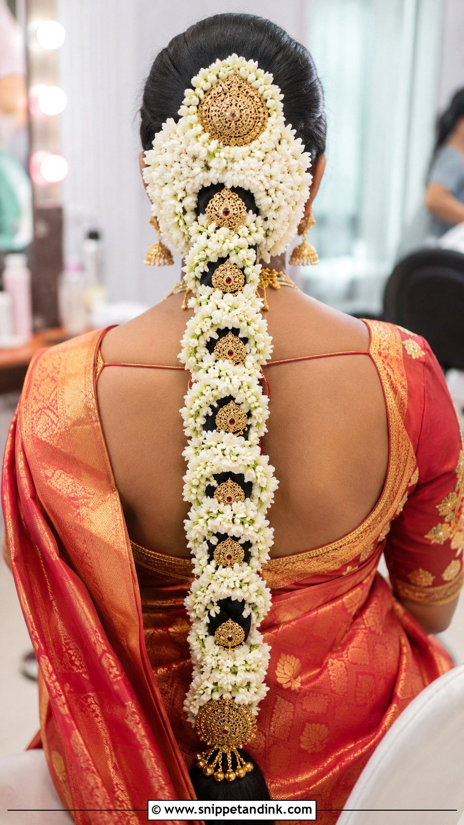 Traditional Poolajada Braid With Jasmine - Snippet and Ink - 20 South Indian Bride Hairstyle with Jasmine Flowers