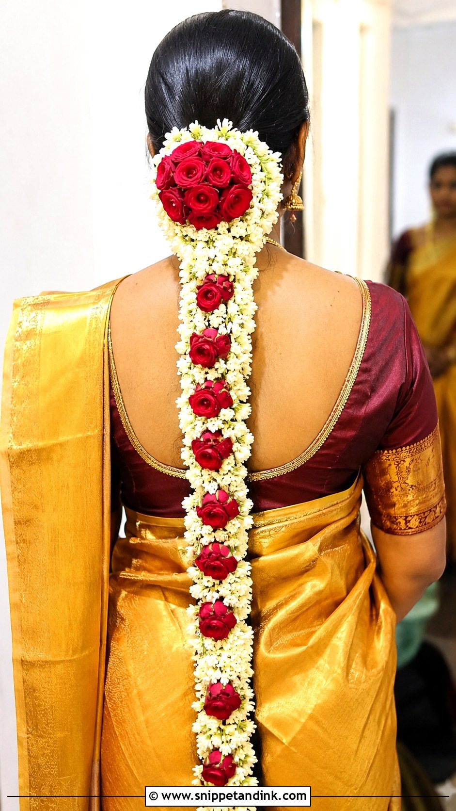 Traditional South Indian Braid With Flowers - Snippet and Ink - 20 Desi Bridal Hair Ideas