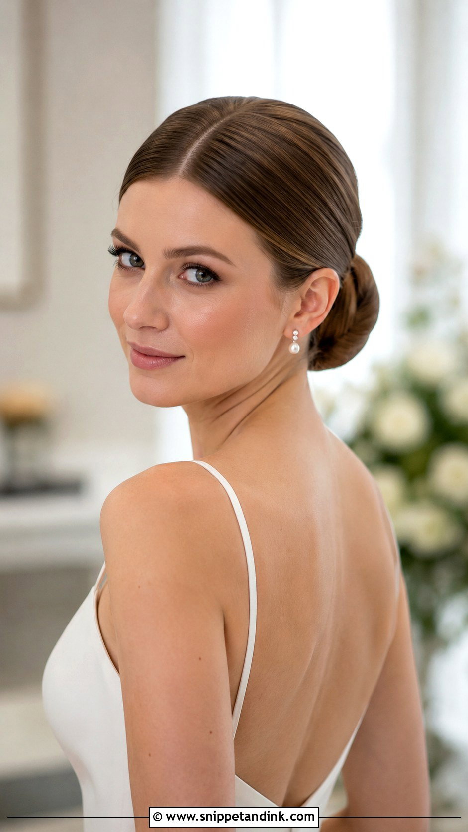 Traditional Wedding Sleek Middle Part Bun - Snippet and Ink - 15 Traditional Wedding Hair Ideas