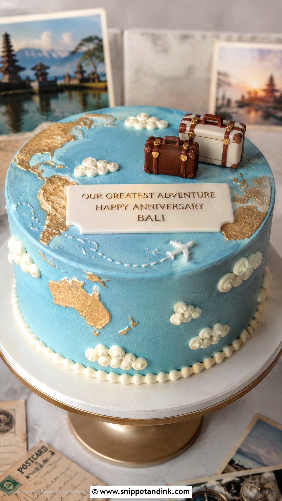 Travel Anniversary Cake - Snippet and Ink - 20 Anniversary Couple Cake Design Ideas