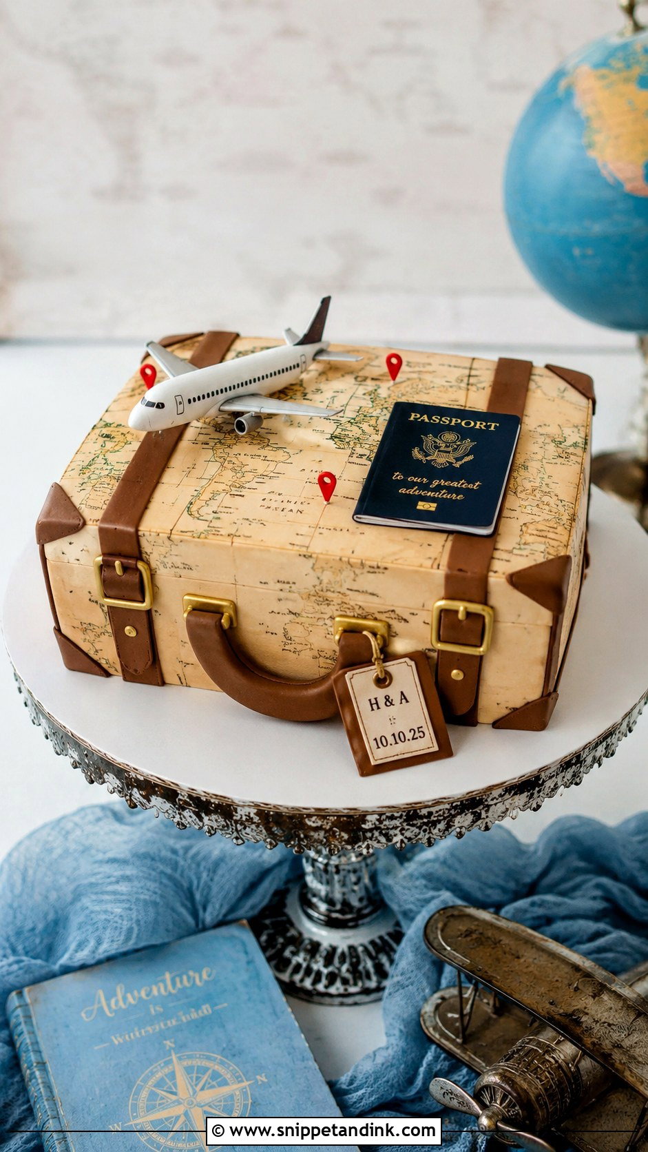 Travel Groom Cake - Snippet and Ink - 20 Groom Cake Ideas