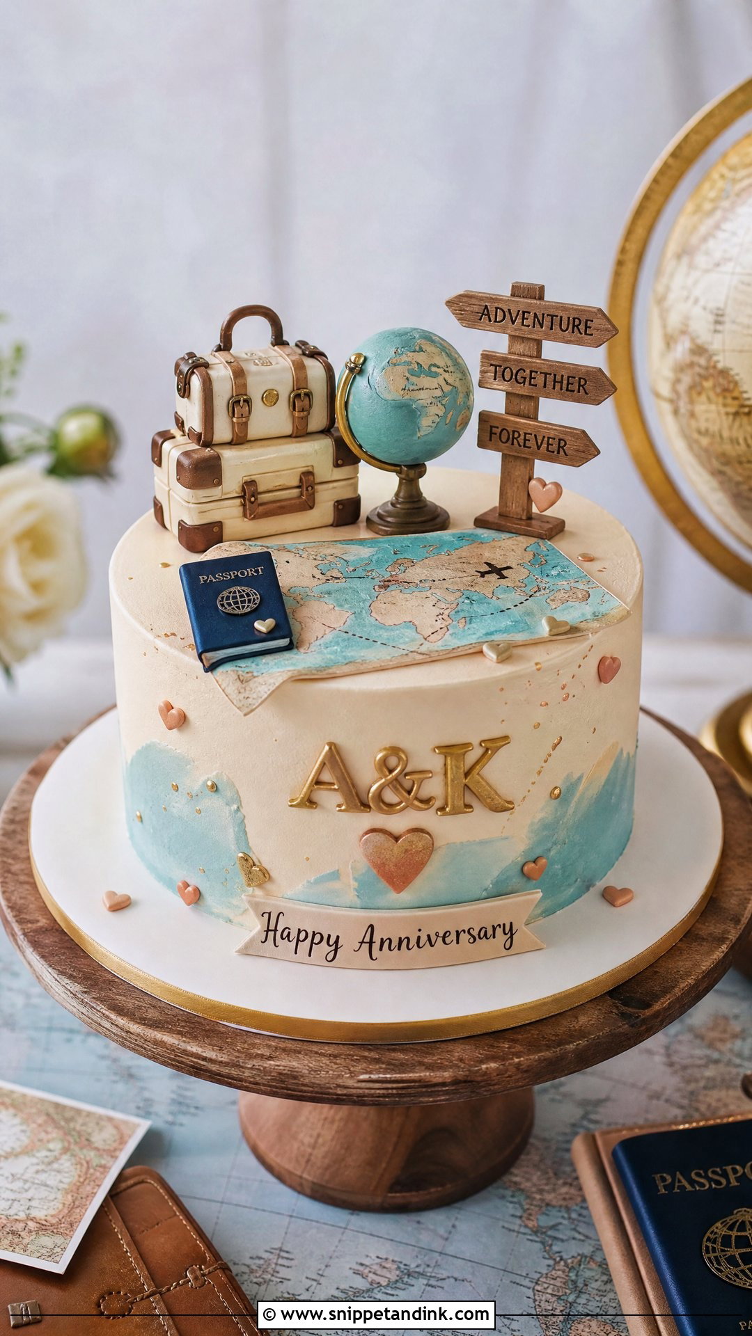 Travel Theme Anniversary Cake - Snippet and Ink - 30 Couple Anniversary Cake Ideas