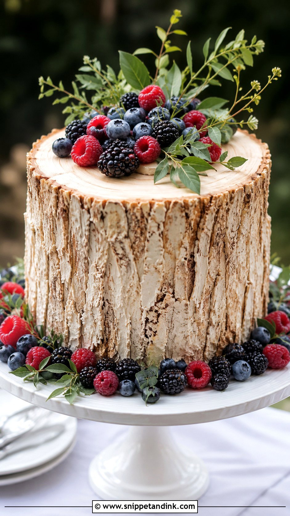 Tree Stump Wedding Cake With Berries - Snippet and Ink - 20 Tree Stump Cake Ideas for Wedding