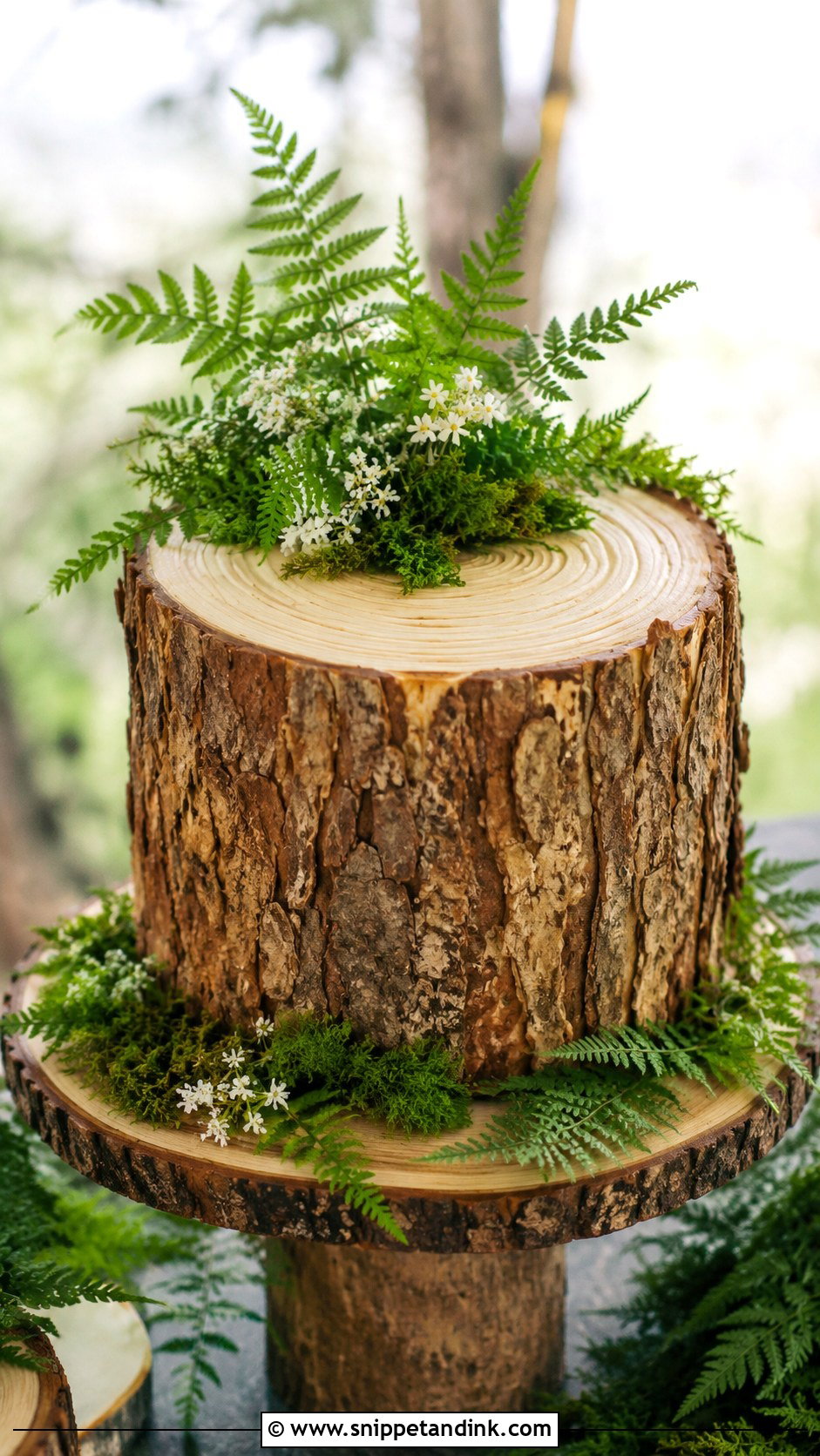 Tree Stump Wedding Cake With Ferns - Snippet and Ink - 20 Tree Stump Cake Ideas for Wedding
