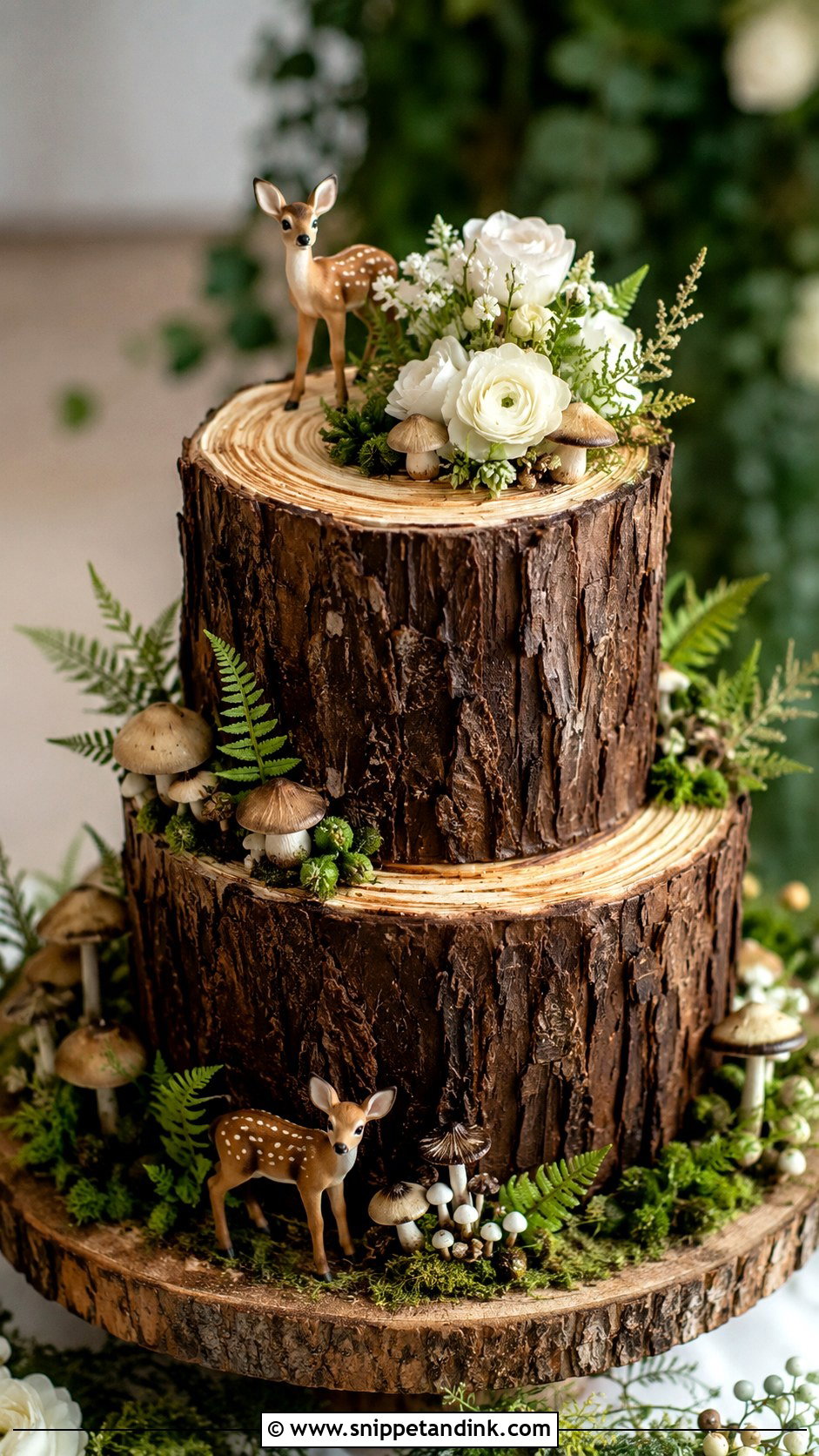 Tree Stump Wedding Cake With Woodland Animals - Snippet and Ink - 20 Tree Stump Cake Ideas for Wedding