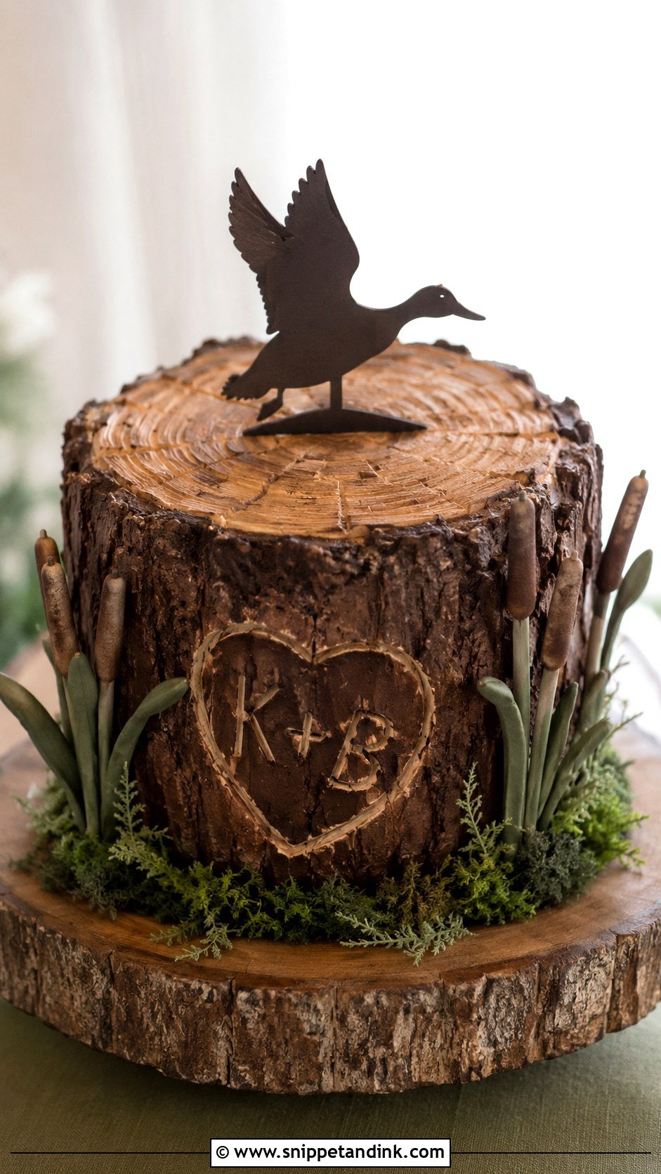 Tree Stump Wedding Cake - Snippet and Ink - 20 Duck Hunting Wedding Cake Ideas