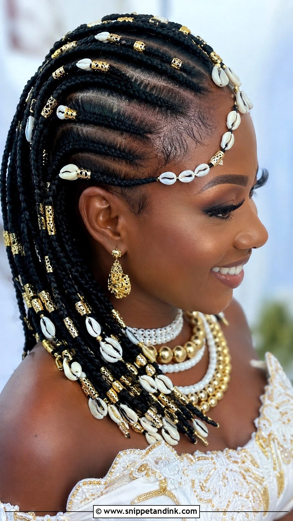 Tribal Braids With Cowrie Shells - Snippet and Ink - 20 African Bride Hairstyles