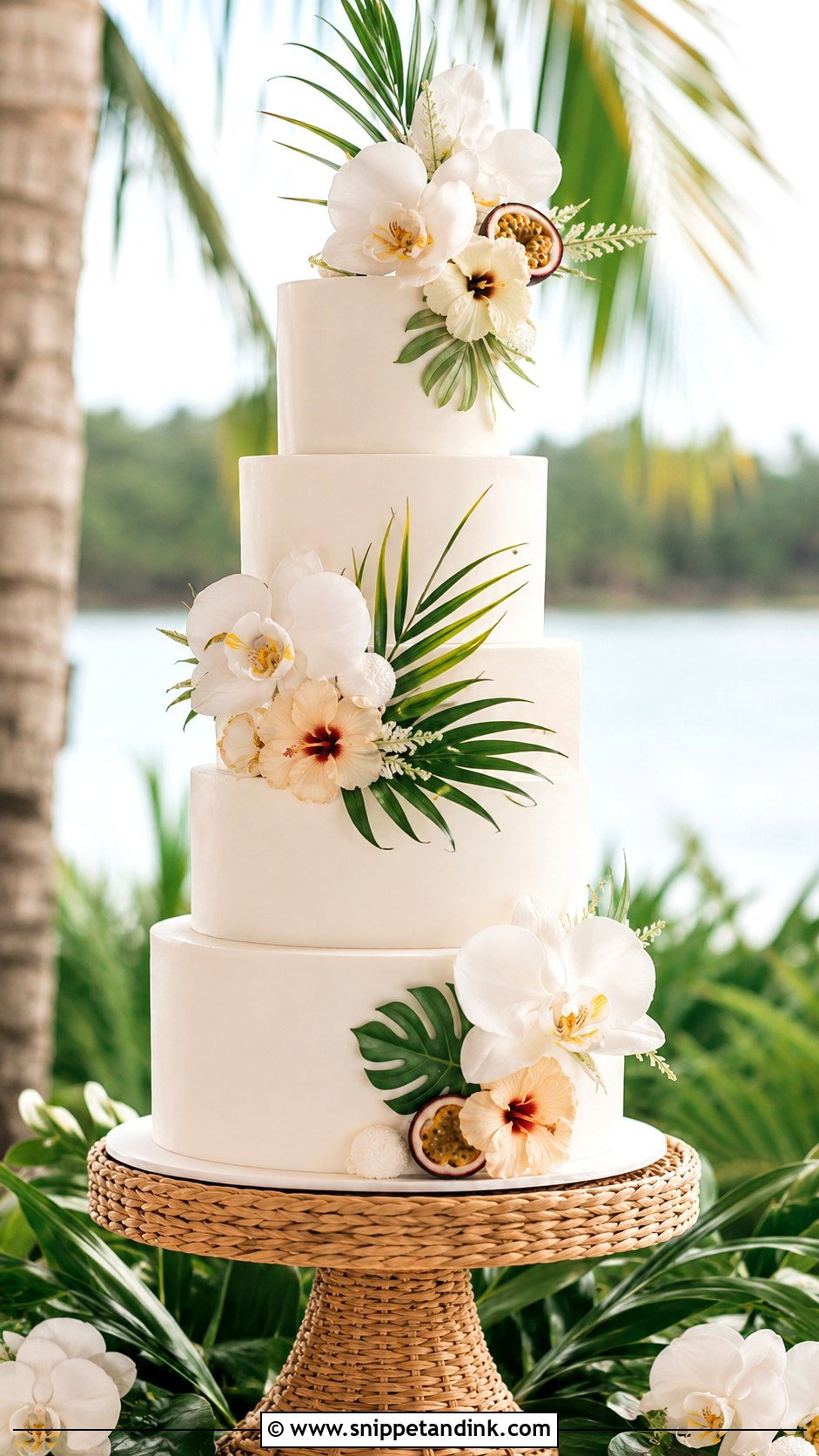 Tropical 5 Tier Wedding Cake - Snippet and Ink - 25 5 Tier Wedding Cake Ideas