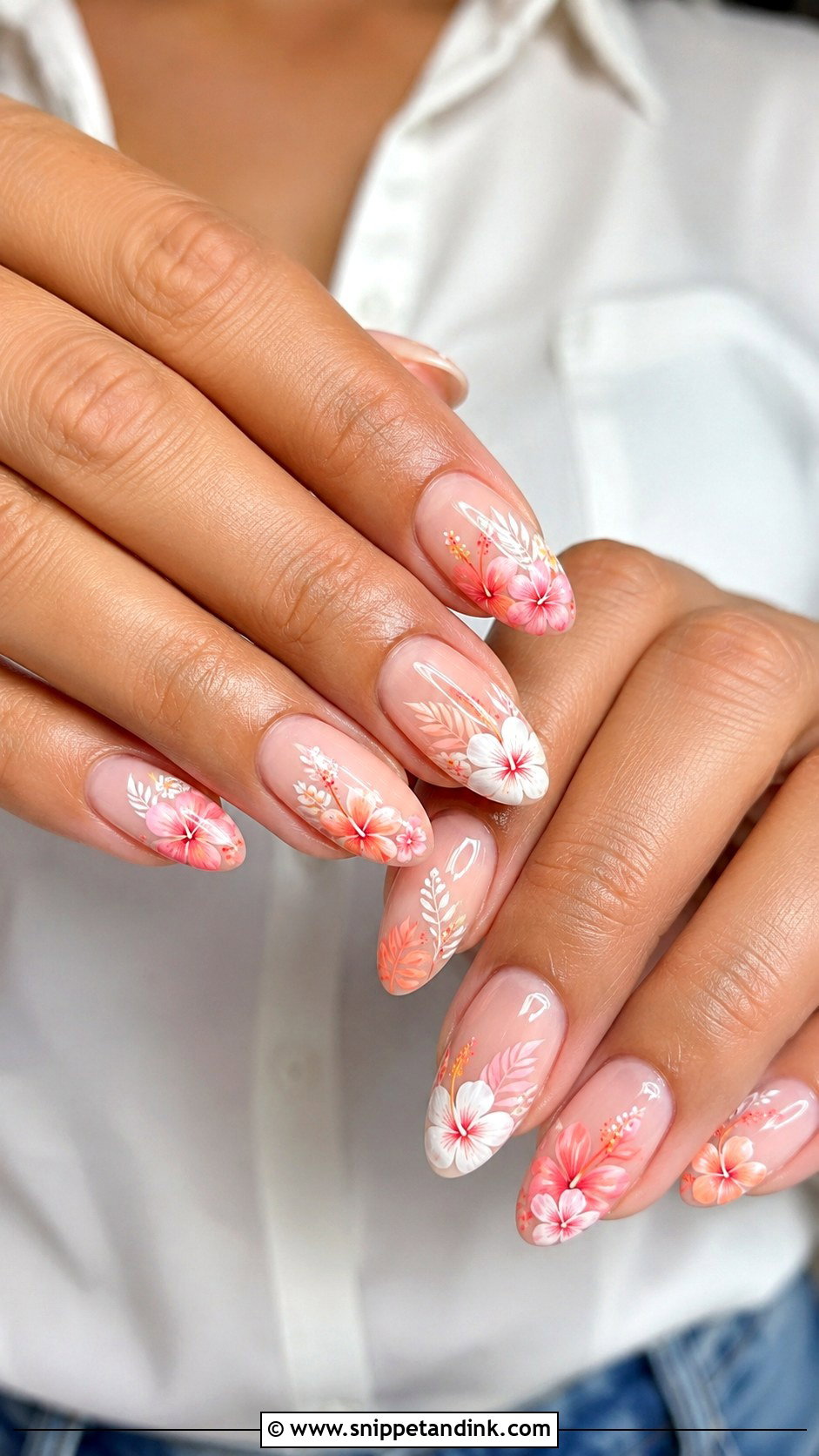 Tropical Flower Honeymoon Nails - Snippet and Ink - 20 Honey Moon Nails