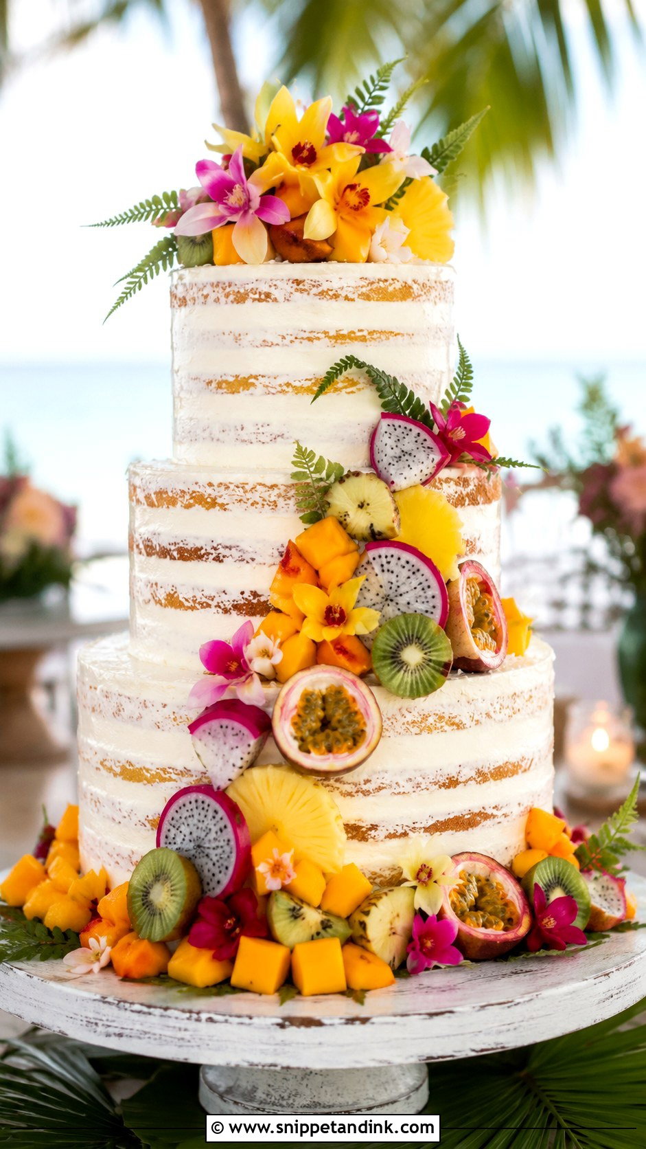 Tropical Fruit Wedding Cake - Snippet and Ink - 25 Tropical Beach Wedding Cake Ideas