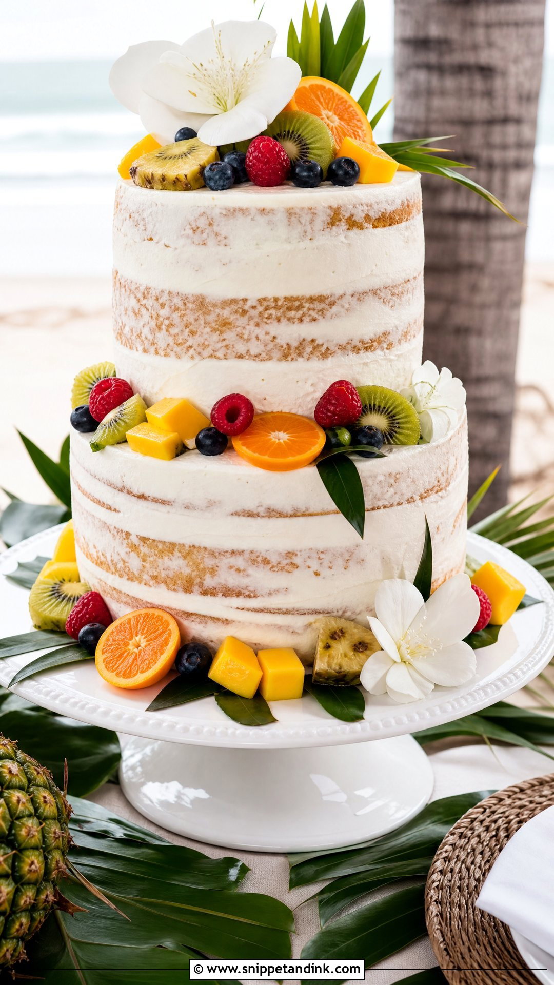 Tropical Fruit Wedding Cake - Snippet and Ink - 30 Beach Theme Cake Ideas for Wedding