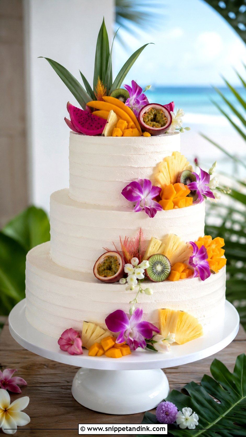 Tropical Fruit Wedding Cake - Snippet and Ink - 20 Fresh Fruit Wedding Cake Ideas