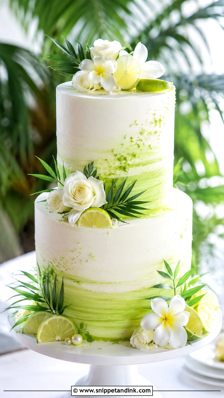 Tropical Wedding Cake With Lime - Snippet and Ink - 25 Elegant Tropical Wedding Cake Ideas