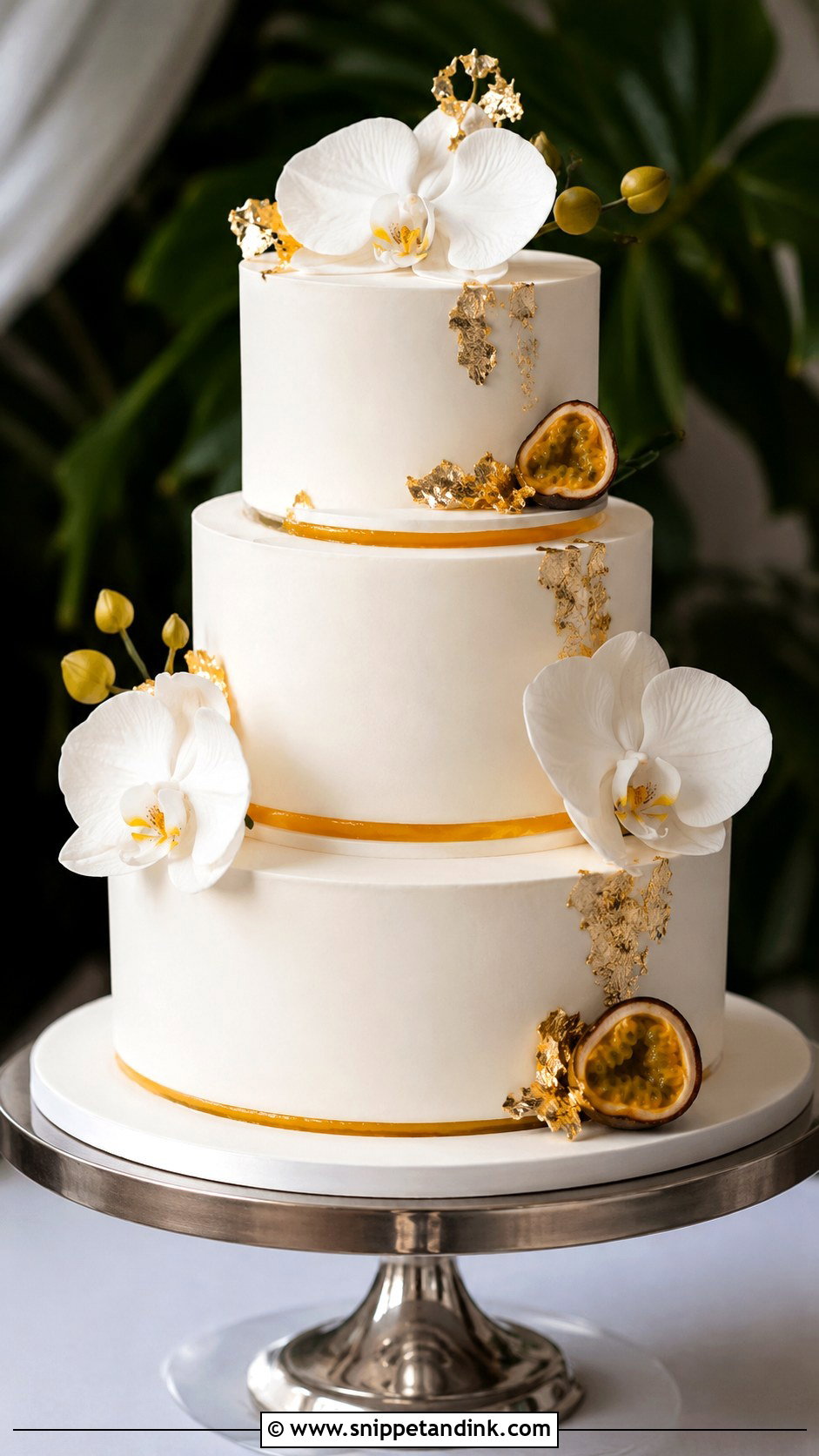 Tropical Wedding Cake With Passion Fruit Curd - Snippet and Ink - 25 Elegant Tropical Wedding Cake Ideas