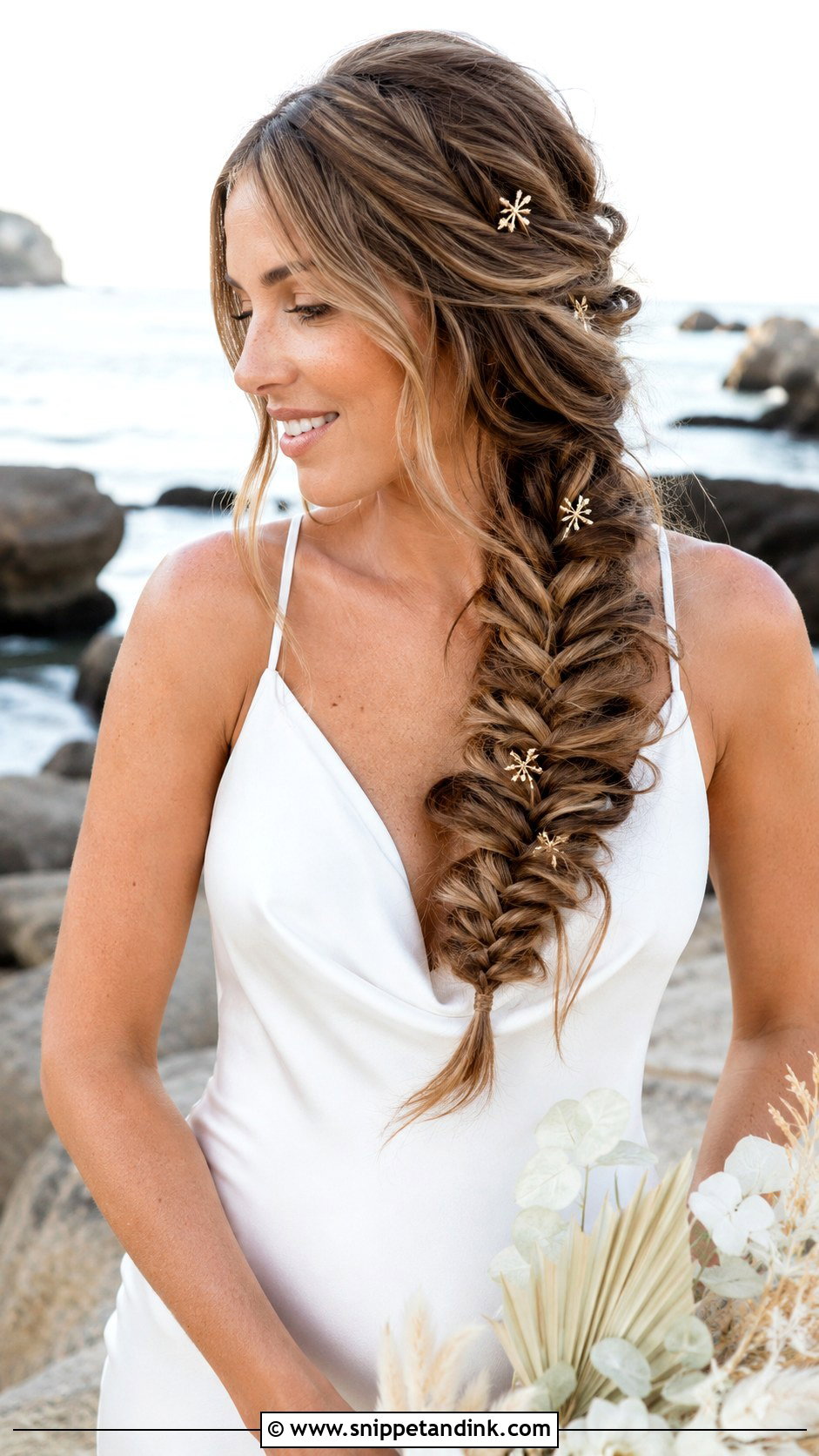 Tropical Wedding Fishtail Braid - Snippet and Ink - 15 Tropical Wedding Hairstyles
