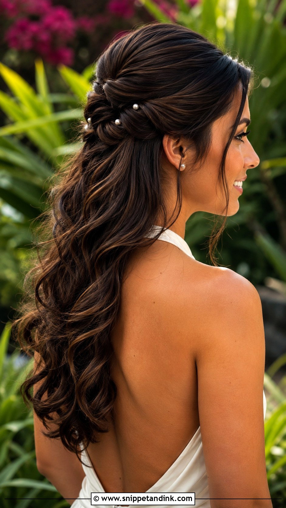 Tropical Wedding Half Up Half Down Hair - Snippet and Ink - 15 Tropical Wedding Hairstyles