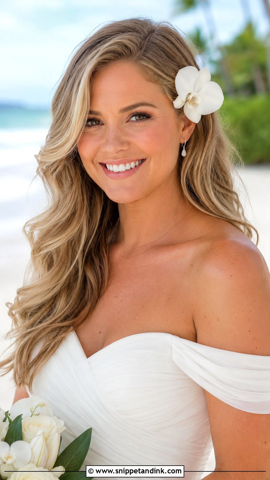 Tropical Wedding Loose Waves - Snippet and Ink - 15 Tropical Wedding Hairstyles