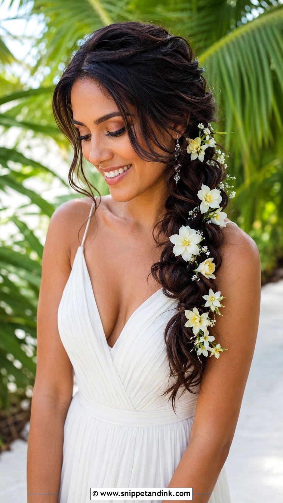 Tropical Wedding Side Braid - Snippet and Ink - 15 Tropical Wedding Hairstyles