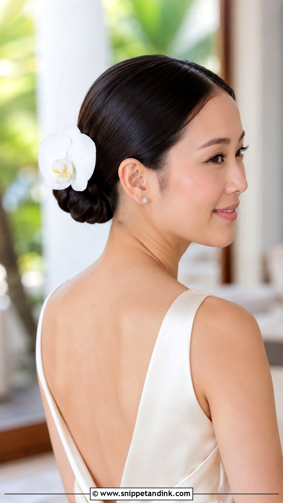 Tropical Wedding Sleek Chignon - Snippet and Ink - 15 Tropical Wedding Hairstyles