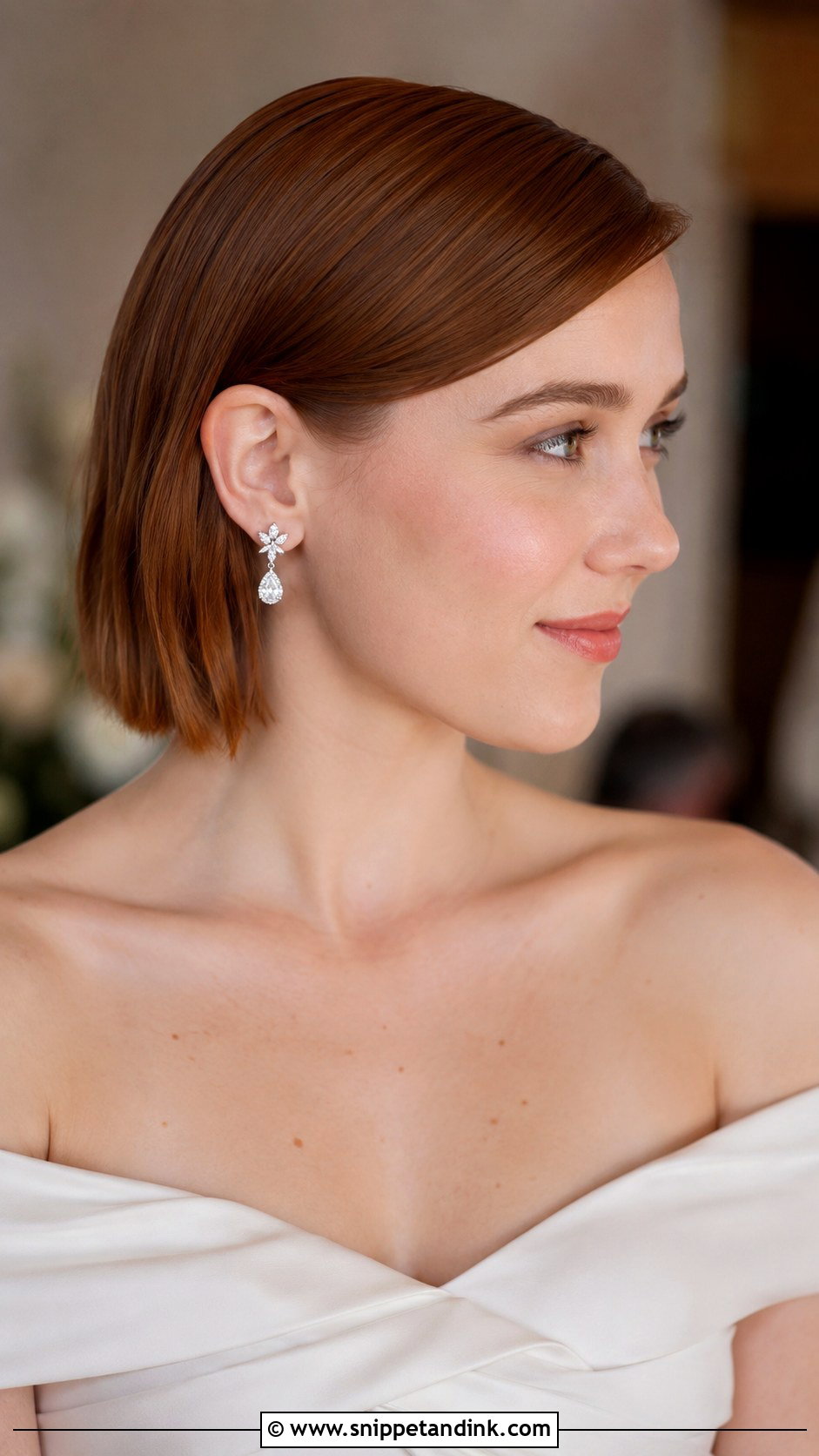 Tucked Behind Ear Bob Wedding Hair - Snippet and Ink - 15 Short Straight Hairstyles for Wedding