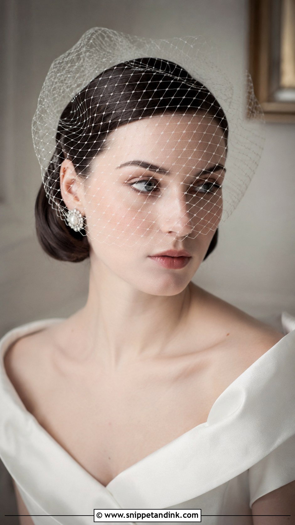Tucked Bob With Birdcage Veil - Snippet and Ink - 20 Bob Bridal Hair Ideas