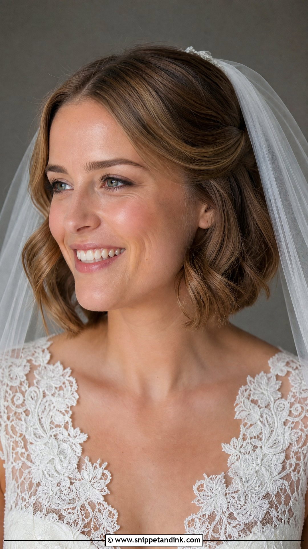 Tucked Bob with Veil - Snippet and Ink - 20 Bride Hairstyles for Short Hair