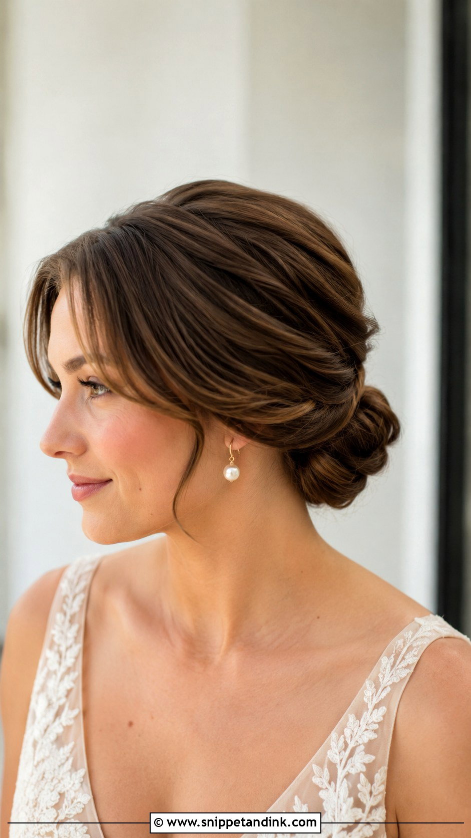 Tucked Low Bun For Short Wedding Hair - Snippet and Ink - 15 Low Bun Short Wedding Hair Ideas