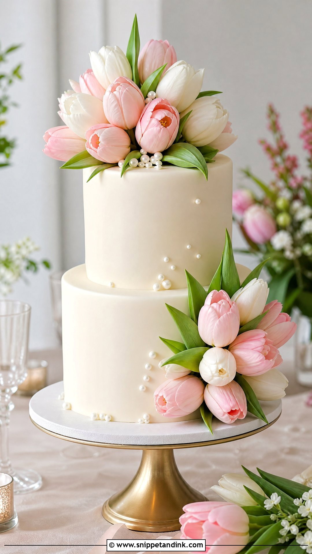 Tulip Bouquet Wedding Cake - Snippet and Ink - 30 Cake Bouquet Ideas for Wedding