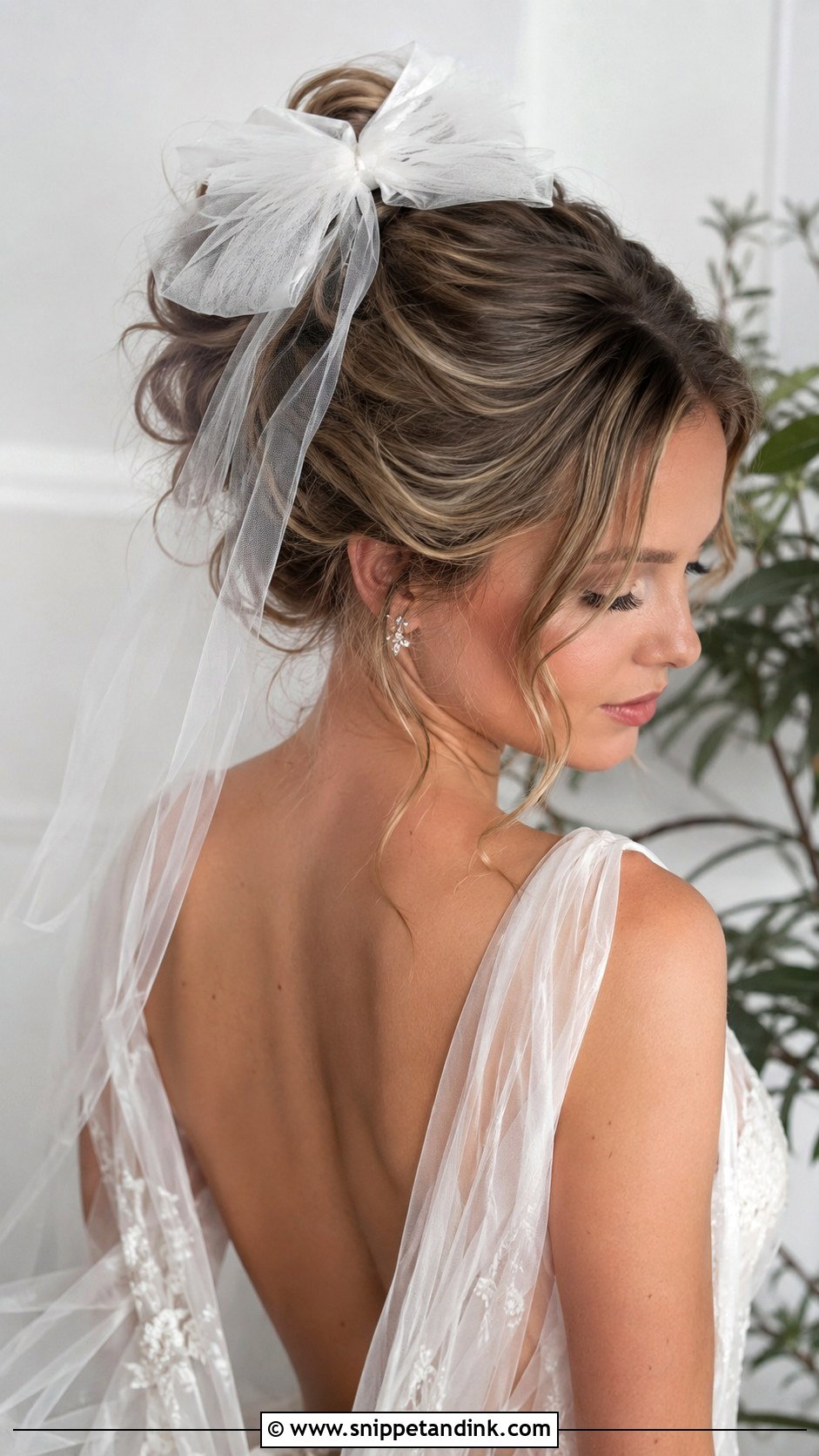Tulle Bow Bridal Hairstyle - Snippet and Ink - 20 Bridal Hair Bow Ideas