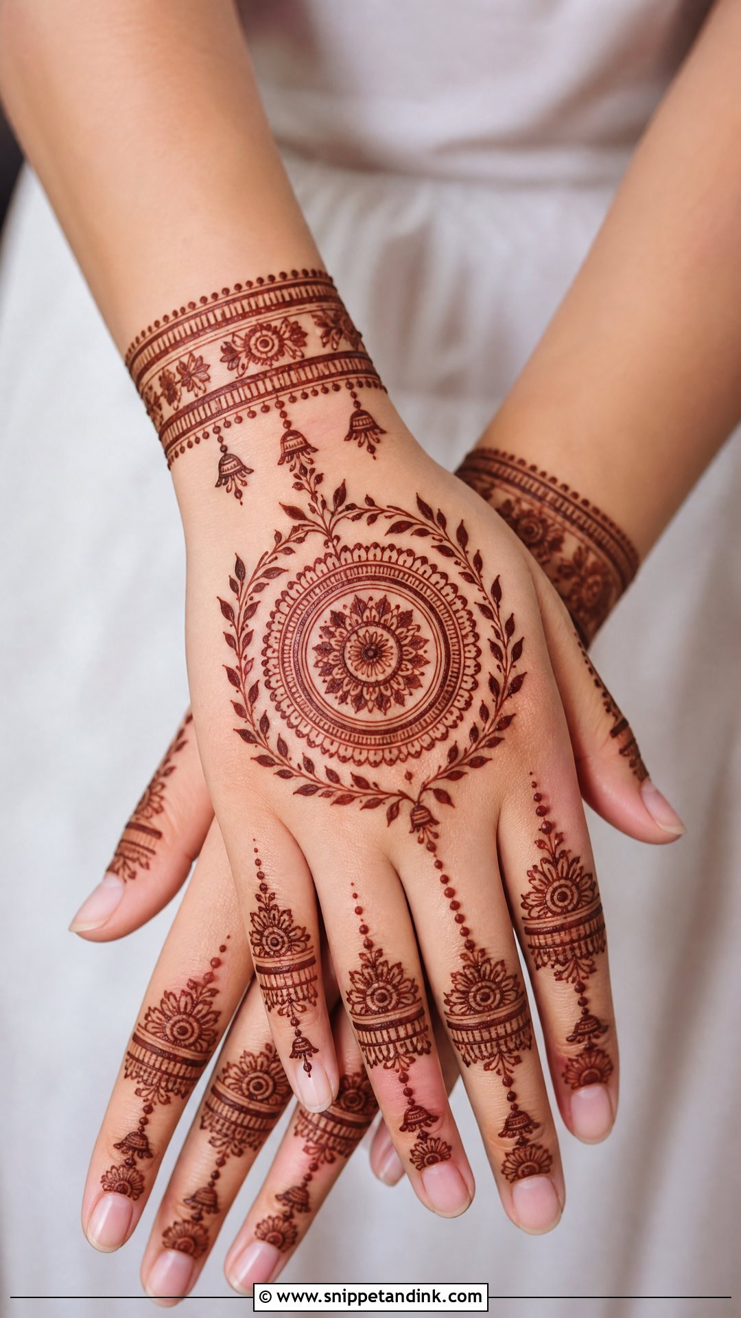 Tulsi Vivah Back Hand Mehndi Design - Snippet and Ink - 20 Tulsi Vivah Mehndi Design Ideas