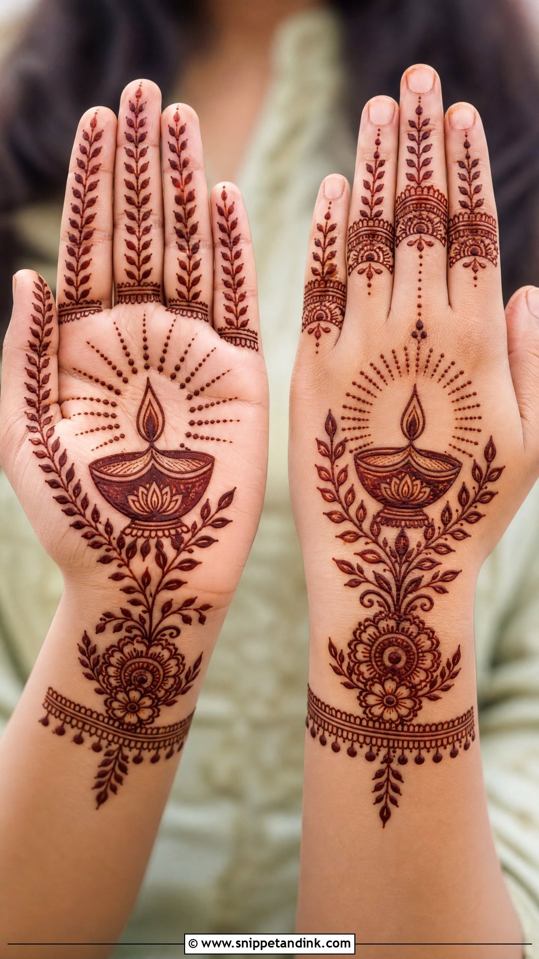 Tulsi Vivah Diya Mehndi Design - Snippet and Ink - 20 Tulsi Vivah Mehndi Design Ideas