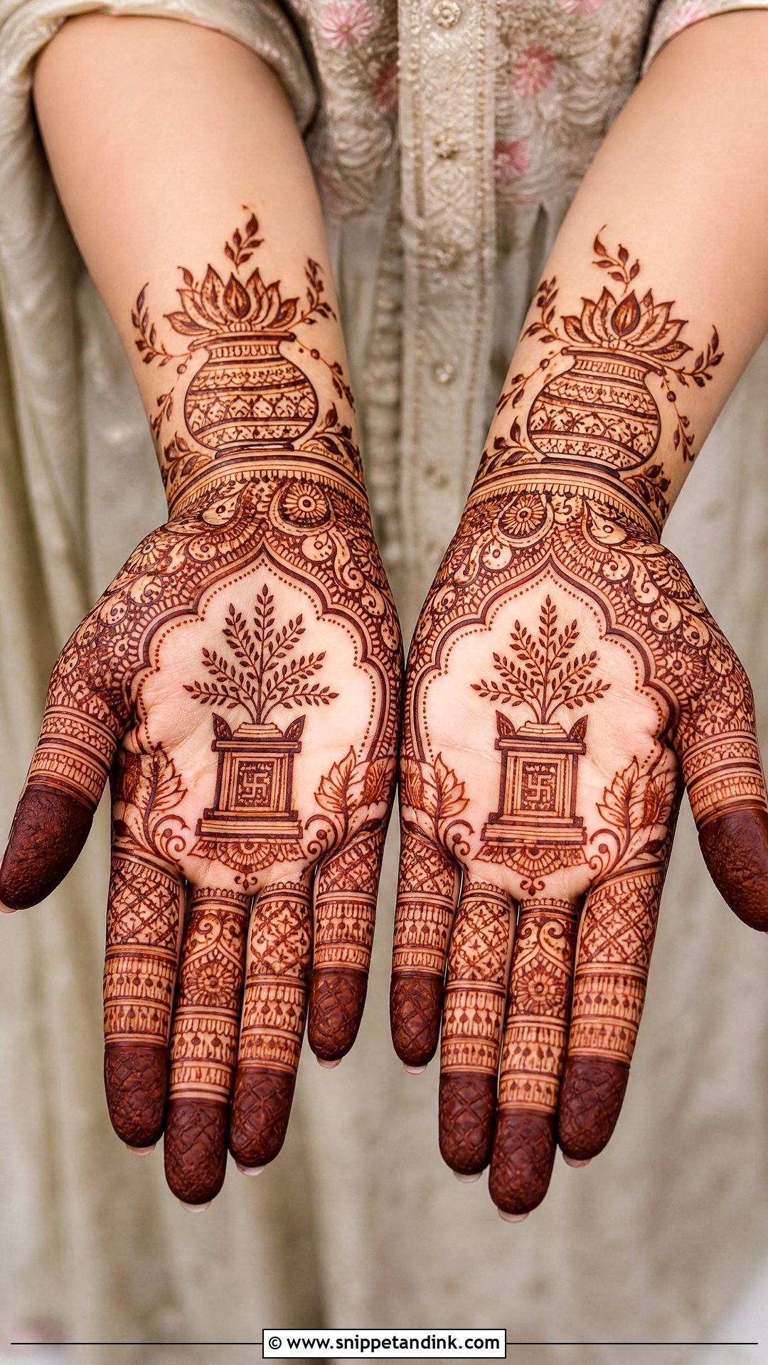 Tulsi Vivah Front Hand Mehndi Design - Snippet and Ink - 20 Tulsi Vivah Mehndi Design Ideas