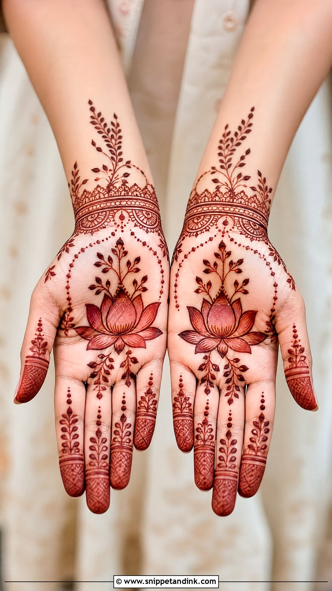 Tulsi Vivah Lotus Mehndi Design - Snippet and Ink - 20 Tulsi Vivah Mehndi Design Ideas