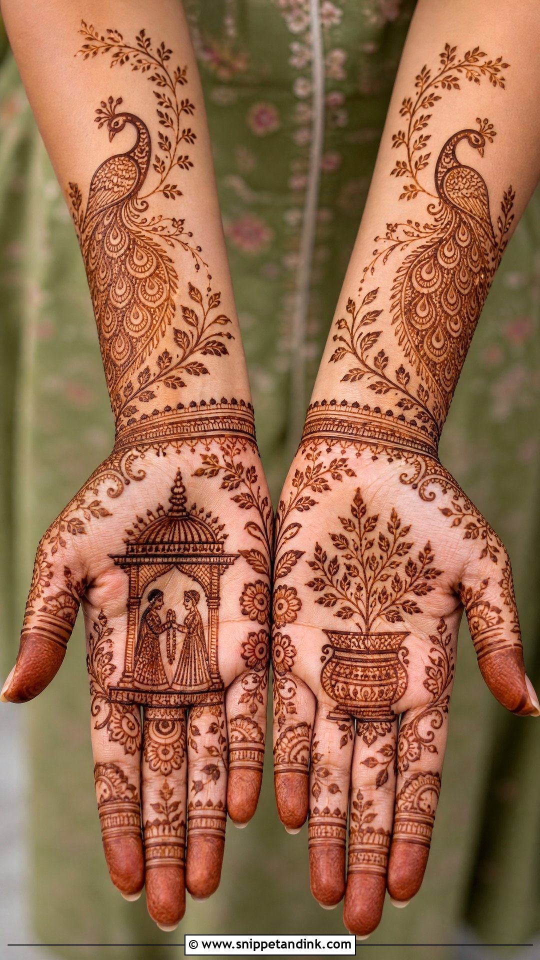 Tulsi Vivah Peacock Mehndi Design - Snippet and Ink - 20 Tulsi Vivah Mehndi Design Ideas