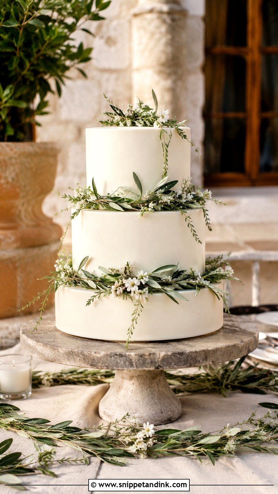 Tuscany Greenery Wedding Cake - Snippet and Ink - 20 Tuscany Wedding Cake Ideas