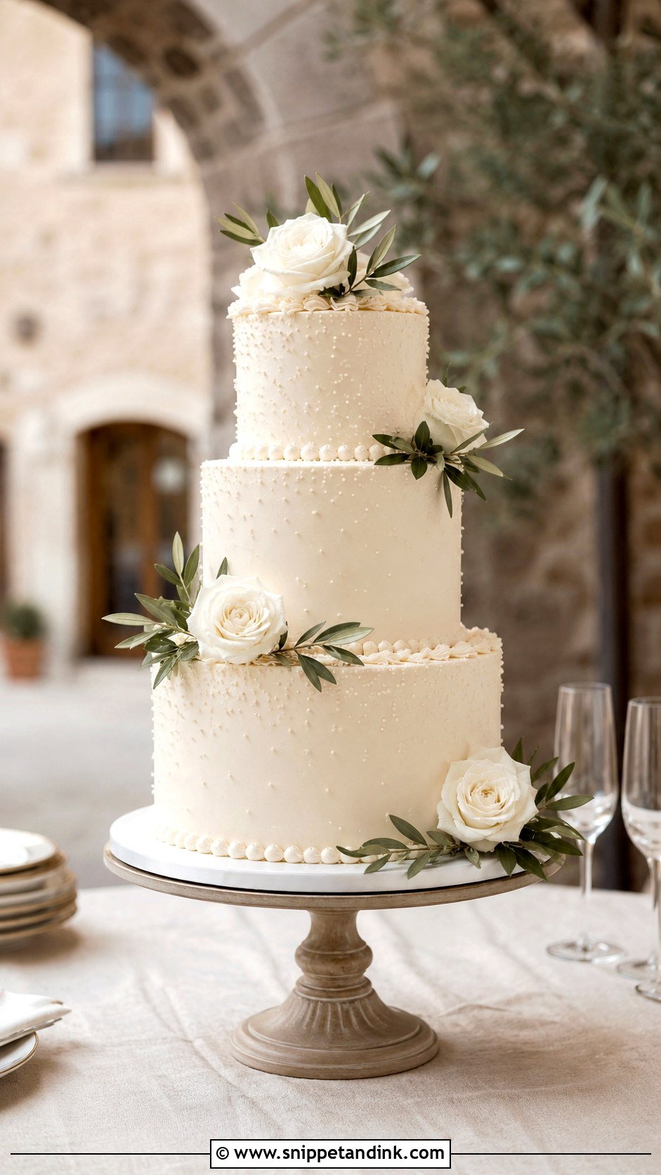 Tuscany Pearl Wedding Cake - Snippet and Ink - 20 Tuscany Wedding Cake Ideas