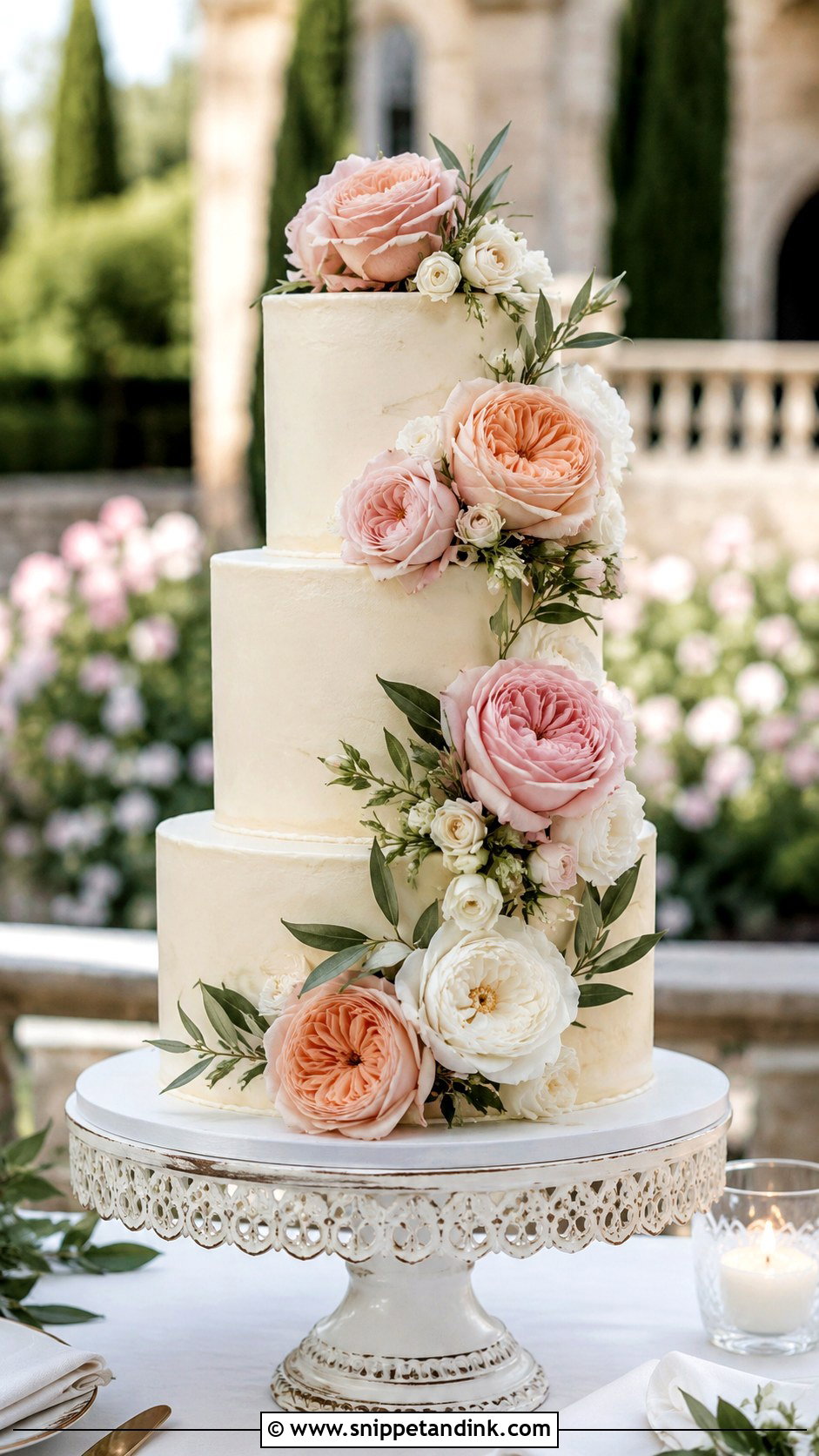 Tuscany Rose Wedding Cake - Snippet and Ink - 20 Tuscany Wedding Cake Ideas