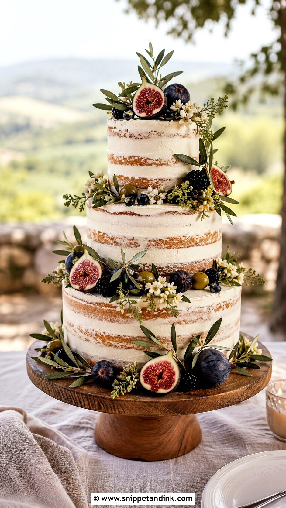 Tuscany Semi Naked Wedding Cake - Snippet and Ink - 20 Tuscany Wedding Cake Ideas