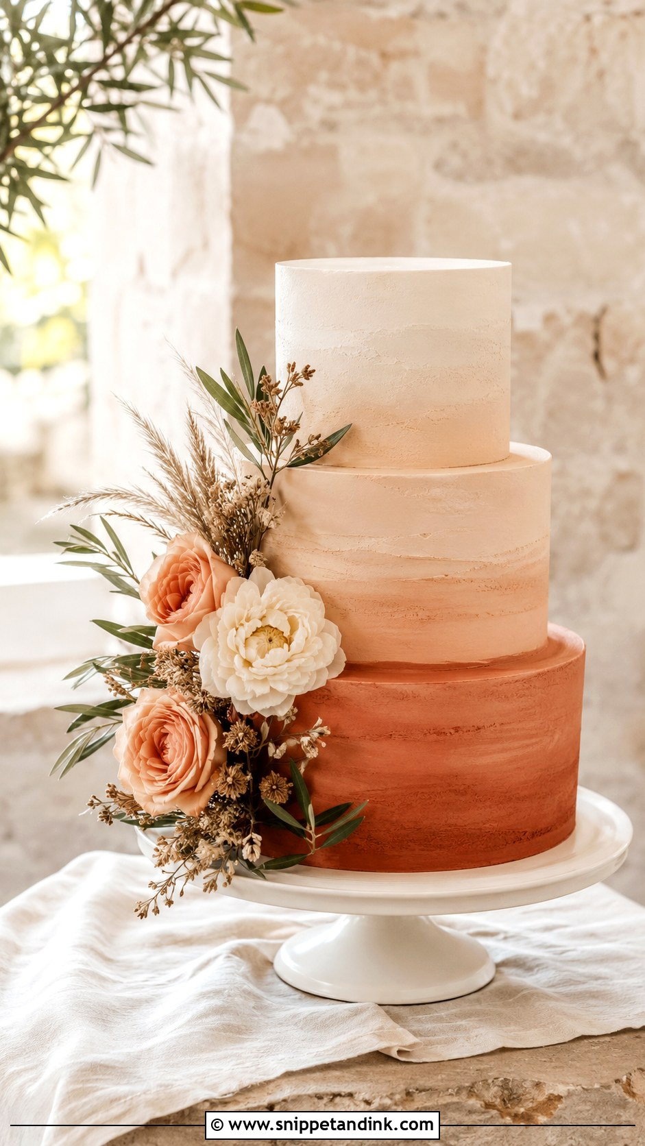 Tuscany Terracotta Wedding Cake - Snippet and Ink - 20 Tuscany Wedding Cake Ideas