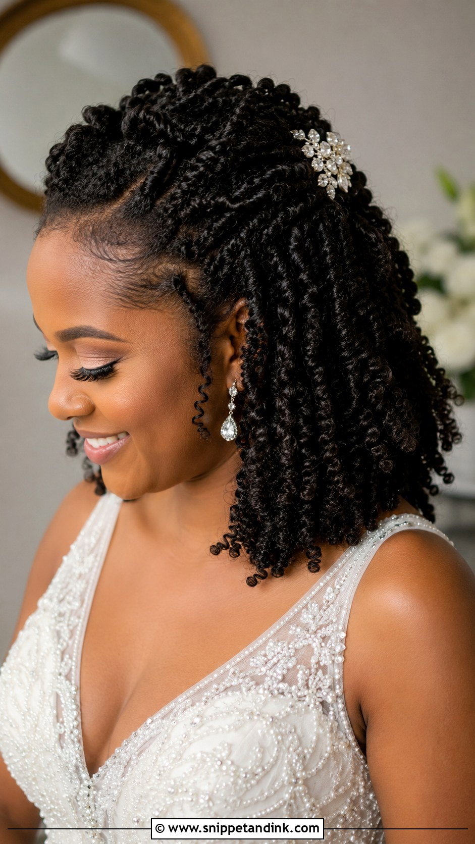 Twist Out Half Updo - Snippet and Ink - 25 Afro Wedding Hairstyles