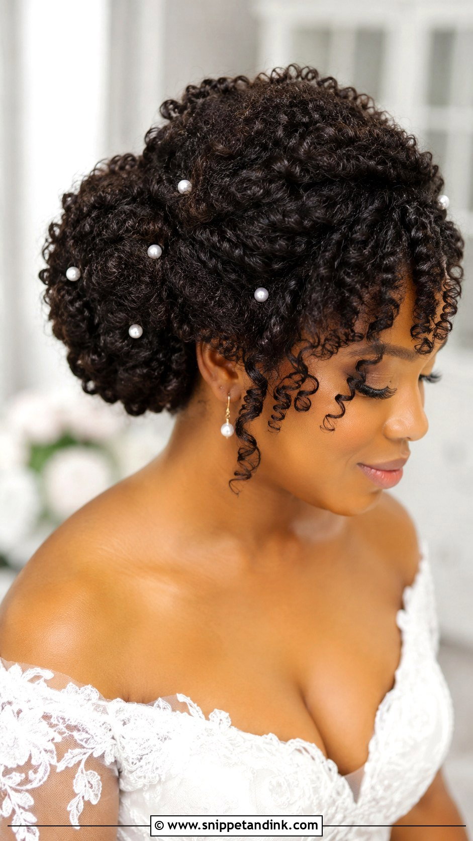 Twist Out Updo With Pearls - Snippet and Ink - 25 Natural Bridal Hairstyles Black Women