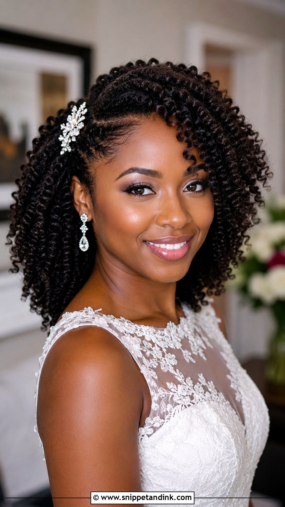 Twist Out Wedding Hairstyle - Snippet and Ink - 30 Natural Hair Wedding Ideas