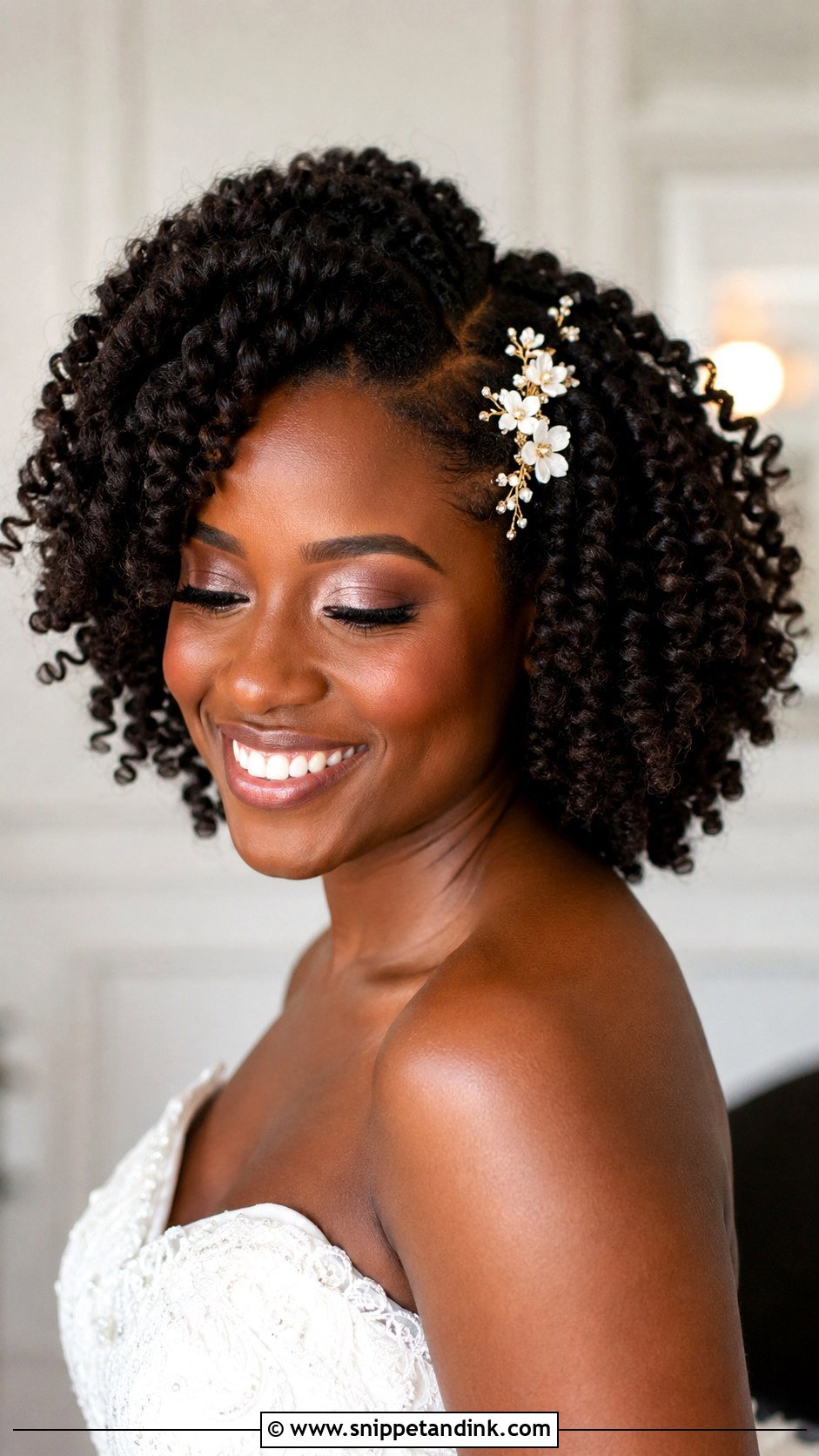 Twist Out With Floral Pins - Snippet and Ink - 25 Wedding Hairstyles for Black Women